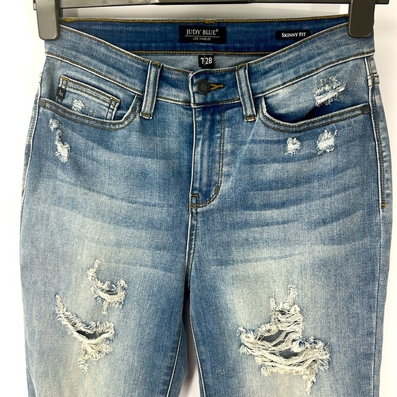 Judy, blue skinny fit, distressed Frayed Jeans SZ 7/28 - Picture 2 of 6